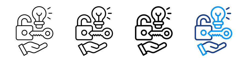 Unlock Potential Icon Different Style Outline Collection Set.