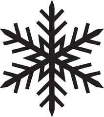 Silhouette of geometric snowflake with radial symmetry and sharp crystal edges design.