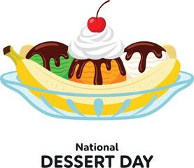 Delicious banana split dessert celebration national day sweet treat icon vector
