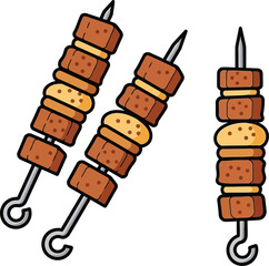 Delicious grilled meat skewers food illustration for culinary concepts and restaurant menus vector