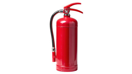 Obraz premium Red metal fire extinguisher emergency safety equipment for firefighting protection hazard prevention and rescue concept isolated on white background