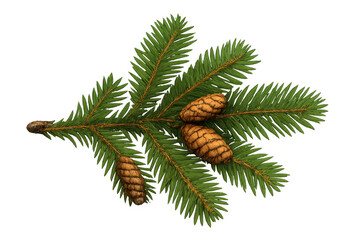 Pine branch with cones, a timeless symbol of christmas, winter, and evergreen nature, isolated on a transparent background