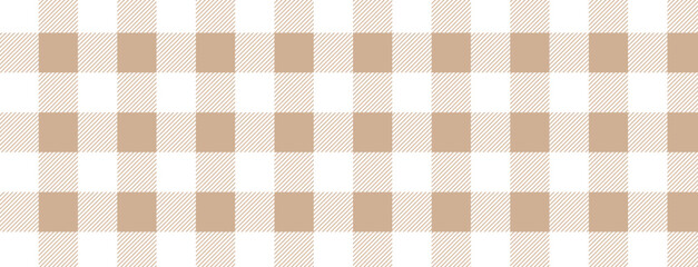 Gingham seamless pattern. Beige and white vichy background texture. Checkered tweed plaid repeating wallpaper. Natural nude fabric and textile swatch design.