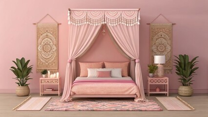 Dreamy pink canopy bedroom elegant design serene atmosphere
