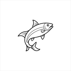 Elegant line art illustration of a salmon fish perfect for aquatic themes and nature designs