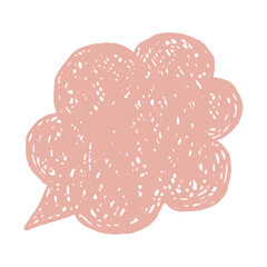 Crayon speech bubble with visible sketch style lines. Rounded irregular hand drawn border. Text box chalkboard empty for text.