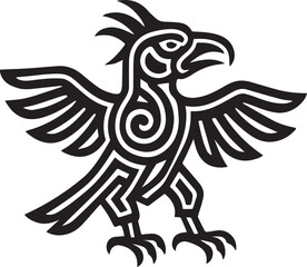 Tattoo design of a tribal bird with spread wings
