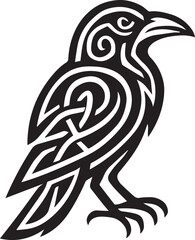 Fototapeta premium Tattoo design of a tribal raven with bold black lines