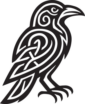 Tattoo design of a tribal raven with bold black lines