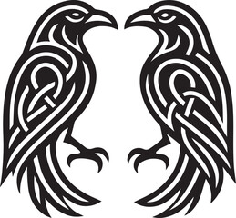 Tattoo design of two tribal ravens