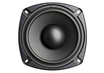 Black audio speaker driver isolated on transparent background