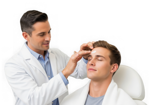 dermatologist examining patient s face isolated on transparent background