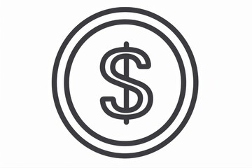 Fototapeta premium Coin Icon Vector Illustration in Black Outline Money Sign Finance Symbol on transparent background