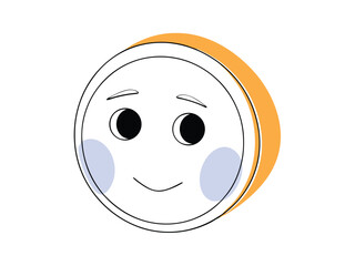 Fototapeta premium Simple smiling face illustration with cheeks and orange side decoration