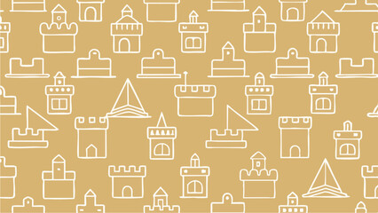 Seamless pattern with castle and tower outlines, perfect for children's designs and backdrops with