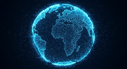 Digital earth futuristic technology abstract glowing sphere continents