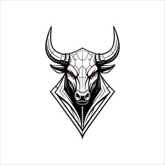 Cyberpunk bull head hand drawn illustration artwork
