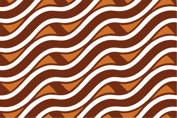 Abstract seamless pattern with wavy brown lines and orange triangles backdrop