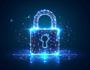 Digital encryption lock illustration: A representation of cyber security system
