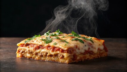 Steaming hot lasagna layers bursting with flavor and cheese