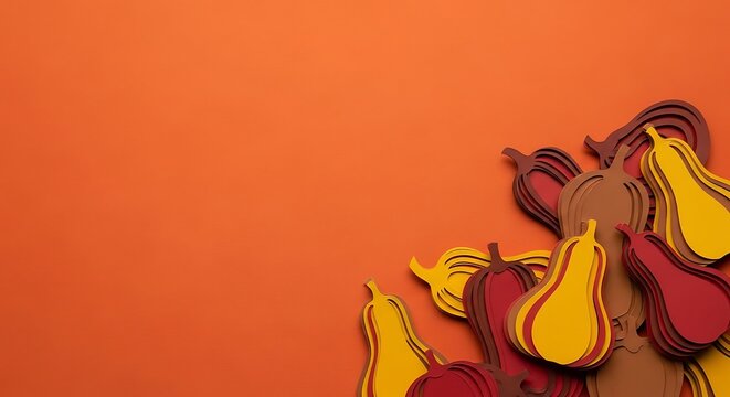 Autumnal Pear Shapes on Orange Background. - Powered by Adobe