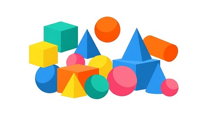 Colorful Geometric Shapes - A Vibrant Collection of 3D Forms.