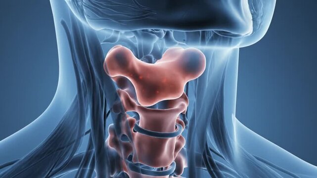 Medical Illustration of the Human Thyroid Gland in the Neck.