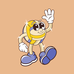 Retro character design from friendly volleyball