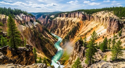 Grand Canyon of the Yellowstone River - A Majestic Landscape.