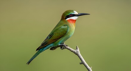 Vibrant Bee-eater Perched on Branch - A Colorful Bird Portrait.