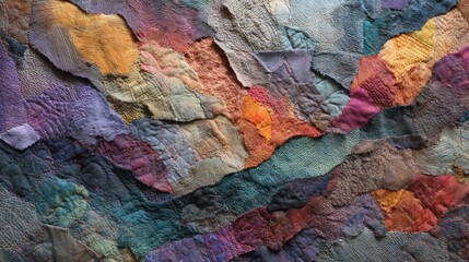 Fototapeta premium Patchwork fabric texture with varied colors