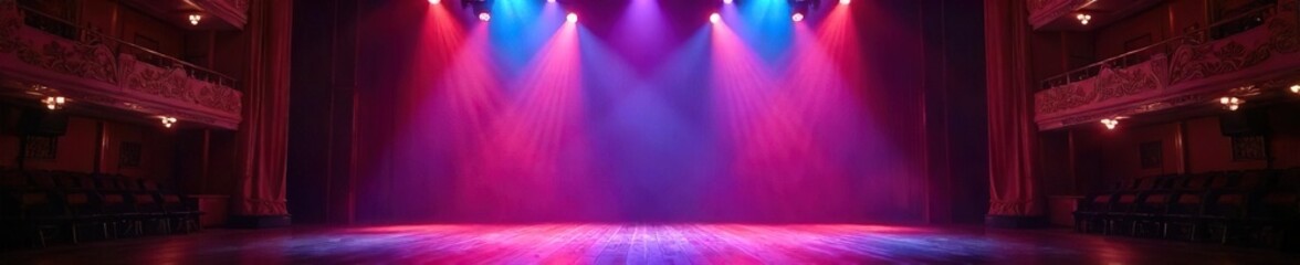 Dazzling Broadway Stage Lights Vibrant Theater Atmosphere, Perfect for Entertainment and City Nightlife Themes