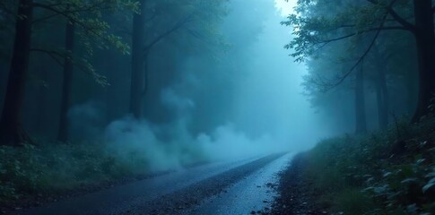 Ethereal Mist and Ghostly Rain A Surreal Grayscale Landscape Photo, Perfect for Fantasy, Mystery, and Atmospheric Projects.  Ideal for backgrounds, book covers, and game design.