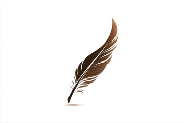 Obraz premium Elegant Brown Feather Illustration Quill Pen Bird Plume Soft Detail on transparent background