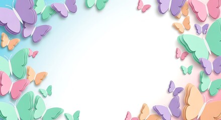 Beautiful Pastel Butterflies Border Design.