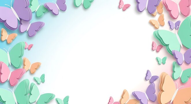 Beautiful Pastel Butterflies Border Design.
