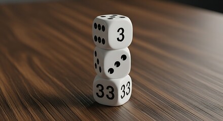 Stacked Dice on Wooden Surface - A Game of Chance and Strategy.