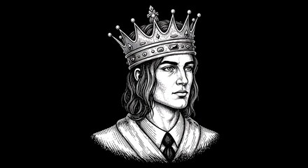 Regal Portrait - A Kings Focused Gaze in Detailed Illustration.