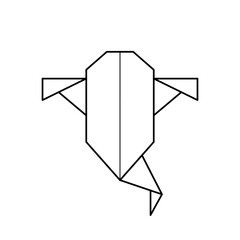 Origami ghost icon. Folded paper Halloween decorative element. Line vector illustration isolated on white background.