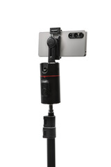 Smartphone on a motorized tracking tripod mount