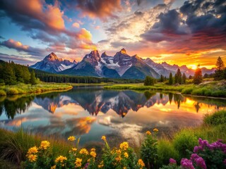 Majestic Teton Range Sunrise, Grand Teton National Park, Wyoming Landscape Photography