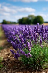 Obraz premium People Walking Among Blooming Lavender Rows 