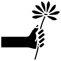 Hand with flower vector icon. Hand gesture icon solid style. perfect use for logo, presentation, website, and more. modern icon design glyph style