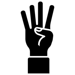 Four finger vector icon. Hand gesture icon solid style. perfect use for logo, presentation, website, and more. modern icon design glyph style