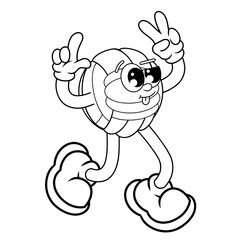 Obraz premium Retro character design from cute volleyball outline