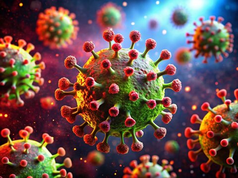 Microscopic Swine Virus Outbreak: Conceptual Image of Deadly Pig Plague