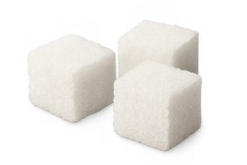 White sugar cubes, sweetening agent for food and drinks, a staple in many cuisines, transparent background