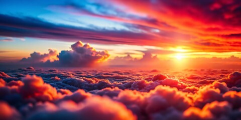 Miniature Red Morning Cloudscape: Tilt-Shift Fantasy Sky