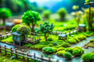 Miniature Steel Green Landscape: Tilt-Shift Photography