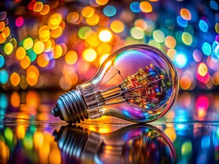 Miniature Vibrant Glass Bulb with Tech Chips - Tilt-Shift Photography